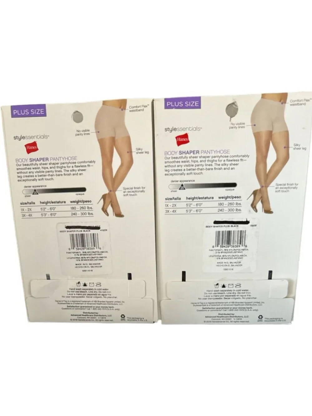 Hanes Women Body Shaper Pantyhose Silky Sheer Leg 1 Pair Black Plus 1X/2X new